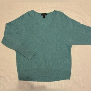 Tahari Aqua V-Neck Sweater for Women XL 100% 2-PLY Cashmere